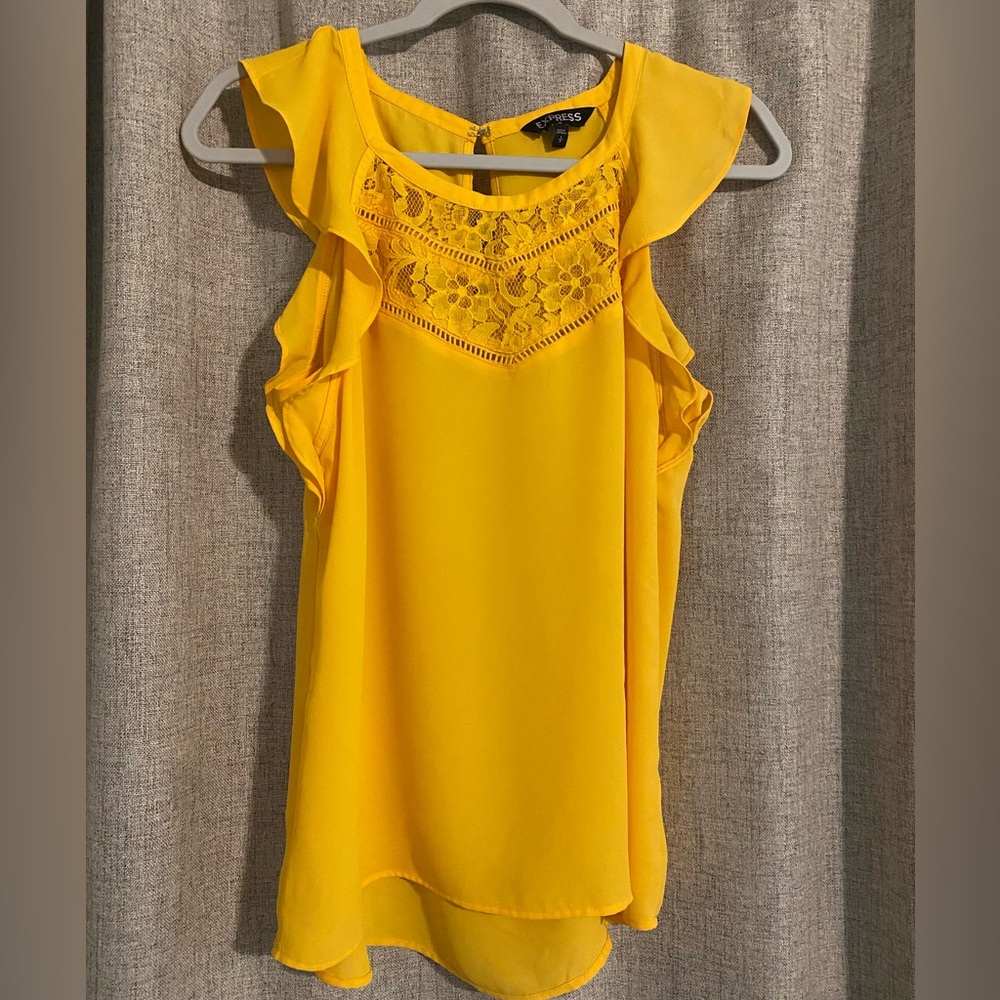 Express Sunny Yellow Lace Blouse